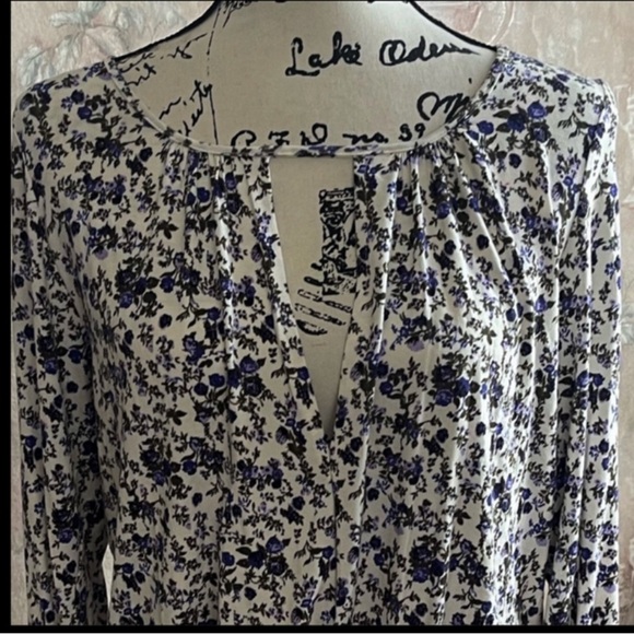 FREE PEOPLE KAYA PURPLE BLACK WHITE LONG SLEEVE FLORAL BODYSUIT SP S - Picture 3 of 6